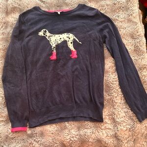 Joules Navy Sweater with Dalmatian and Pink Boots